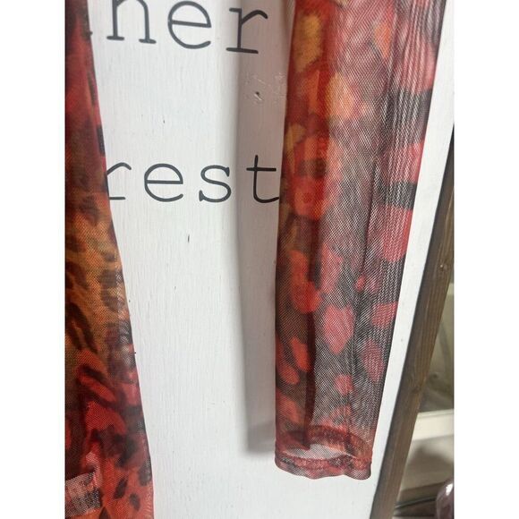 Pretty Little Thing Red Leopard Dress Sheer Long Sleeve Size 6 Halloween.   Ii - Picture 4 of 7